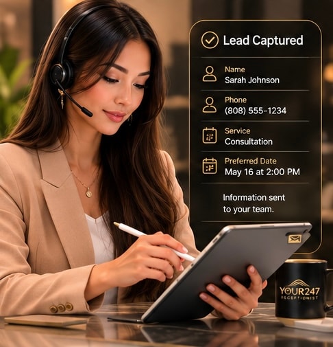 YOUR247 Receptionist — lead capture AI agent